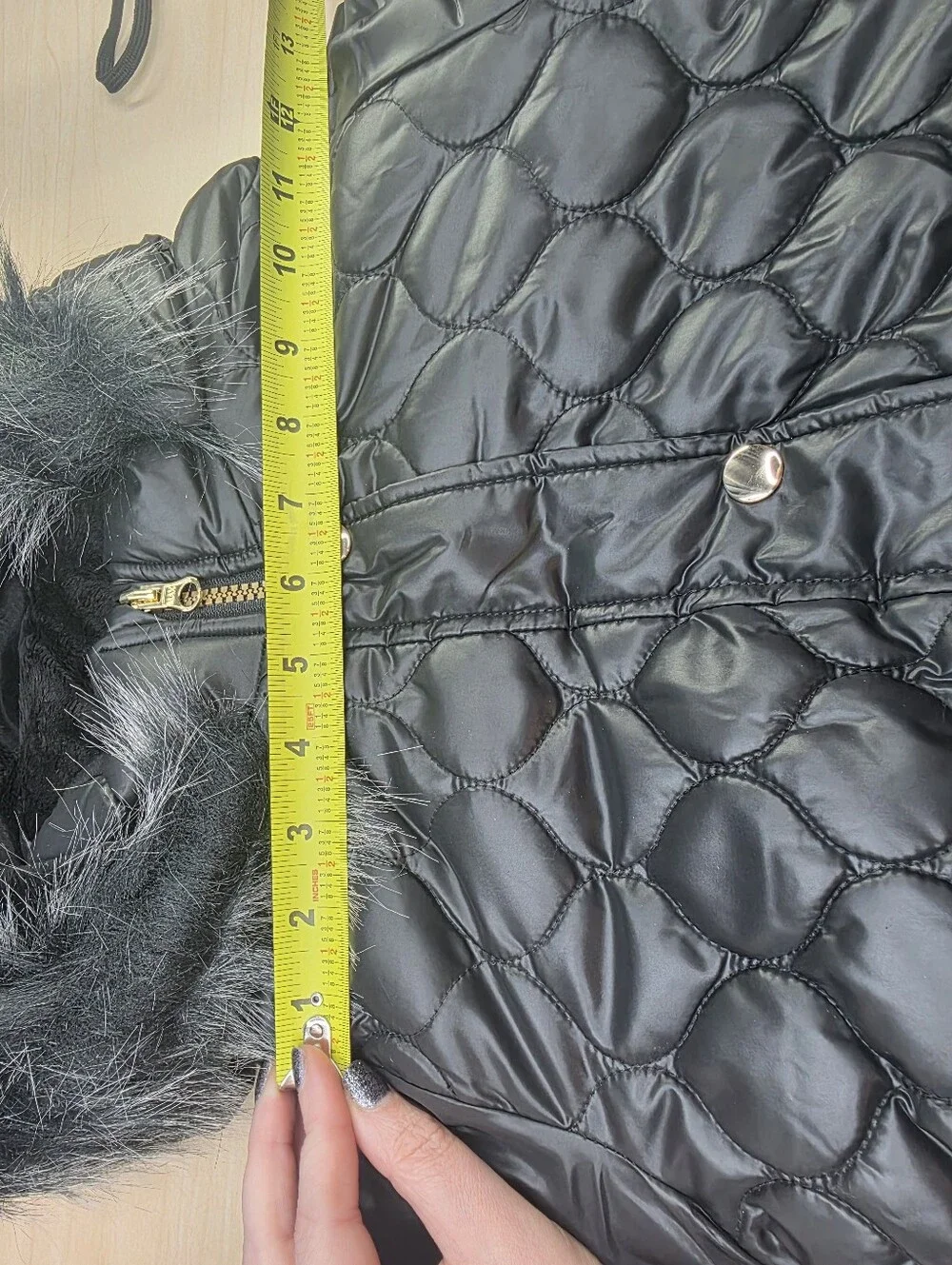 NWT London Fog Girls Black Quilted Puffer Parka Jacket Size LG 6x S(7/8)*Read*